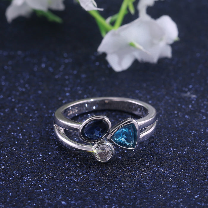 Beautiful three-color stone ring  irregular ring delivery