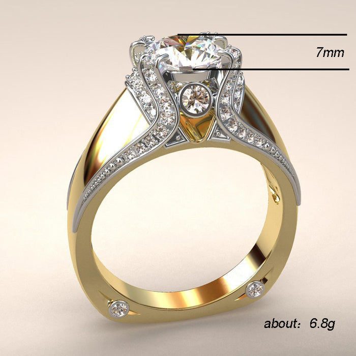 14K gold plated diamond zircon ring