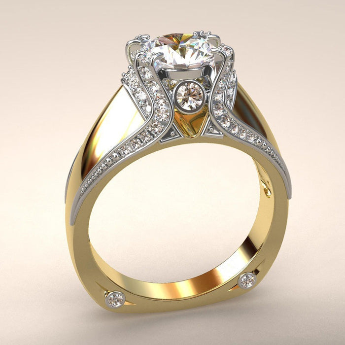 14K gold plated diamond zircon ring