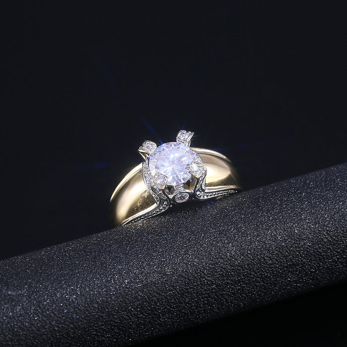 14K gold plated diamond zircon ring