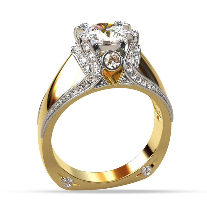 14K gold plated diamond zircon ring