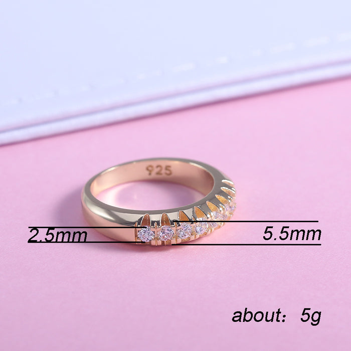 Japanese and Korean style simple geometric zircon ring gold-plated ring