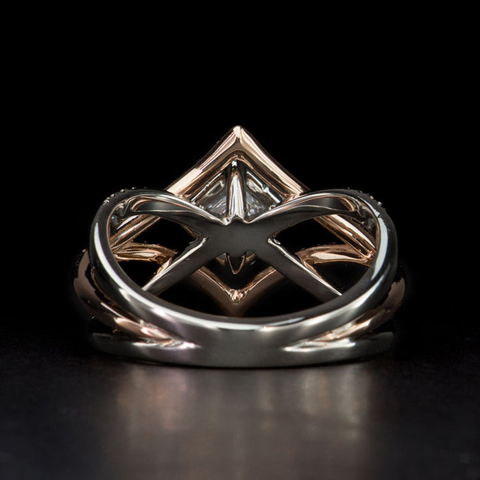 Diamond four-claw zircon ring