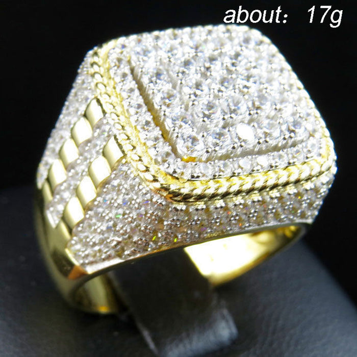 Anillo de hip-hop lleno de diamantes, anillo personalizado para hombres de fábrica.