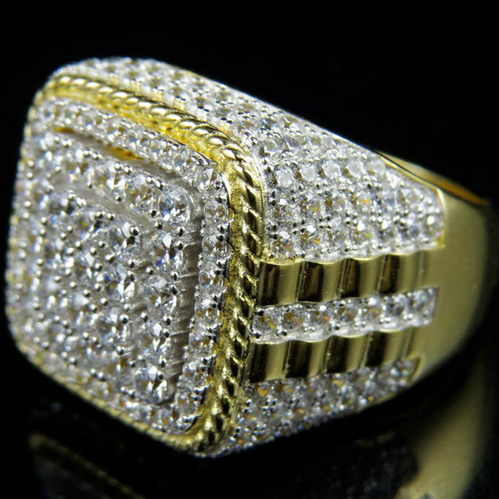 Anillo de hip-hop lleno de diamantes, anillo personalizado para hombres de fábrica.