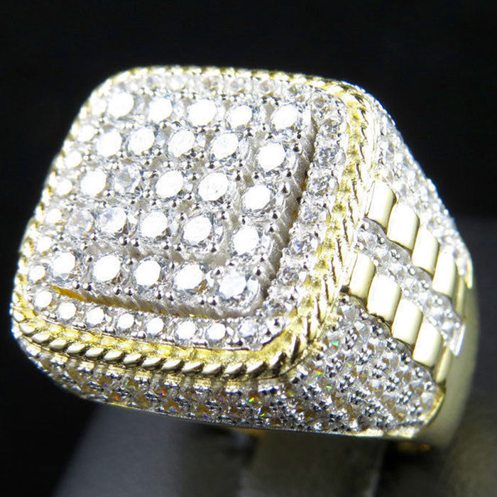 Anillo de hip-hop lleno de diamantes, anillo personalizado para hombres de fábrica.