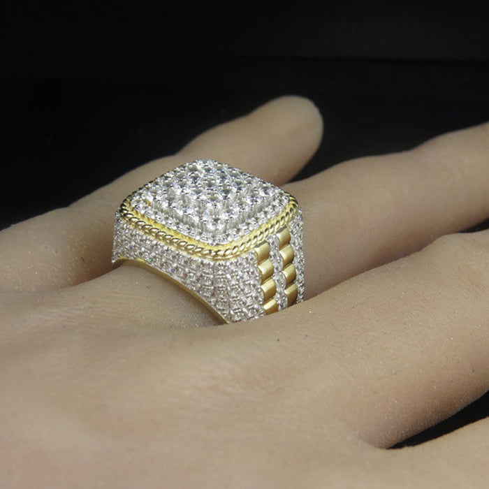 Anillo de hip-hop lleno de diamantes, anillo personalizado para hombres de fábrica.