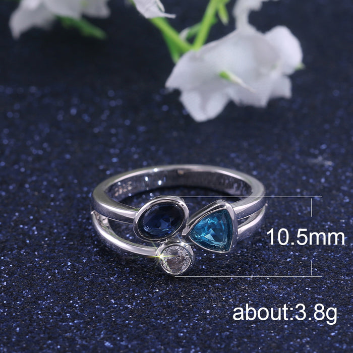 Beautiful three-color stone ring  irregular ring delivery