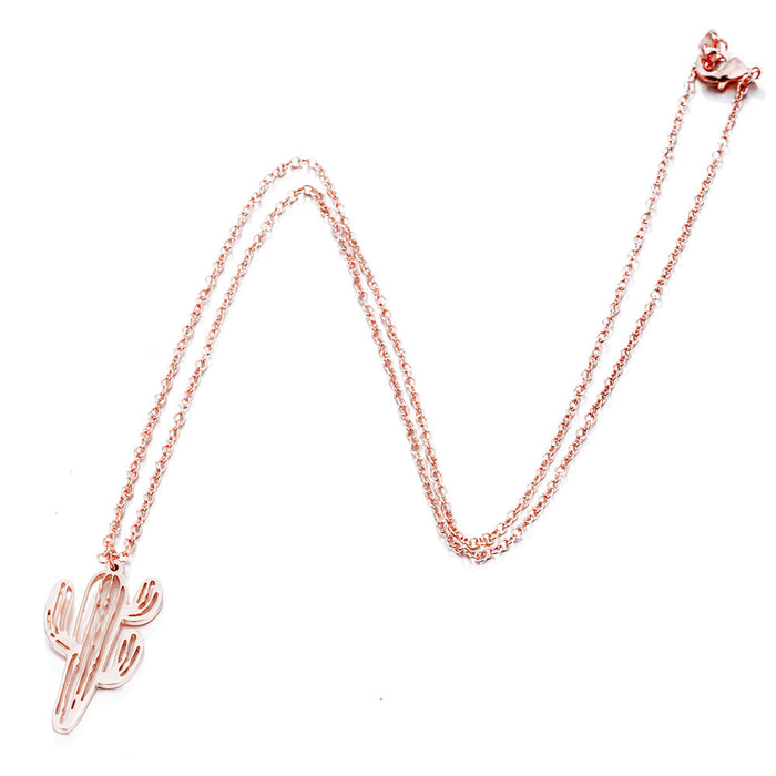 Cactus necklace, stainless steel simple small fresh European and American student jewelry wholesale