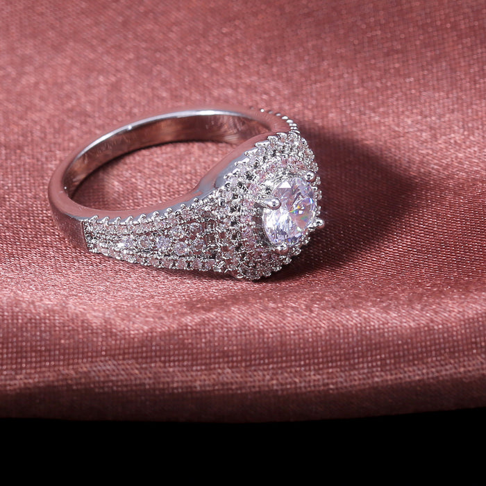 Micropaved Pink Zirconia Wedding Ring