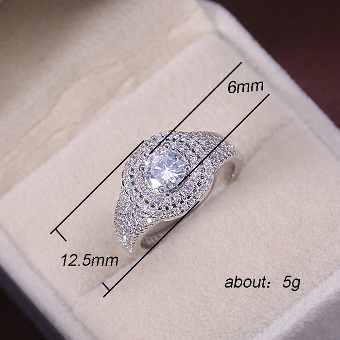 Micropaved Pink Zirconia Wedding Ring