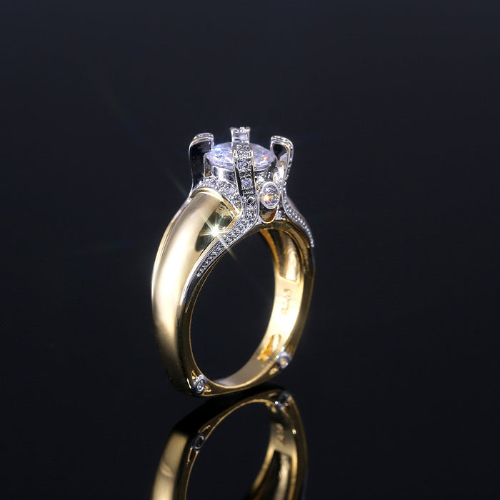 14K gold plated diamond zircon ring