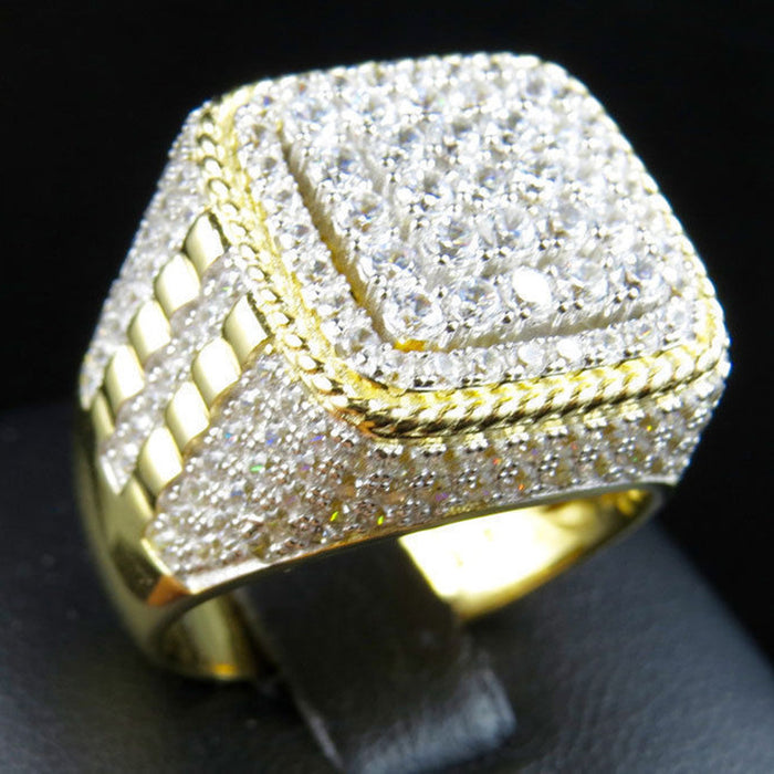 Anillo de hip-hop lleno de diamantes, anillo personalizado para hombres de fábrica.