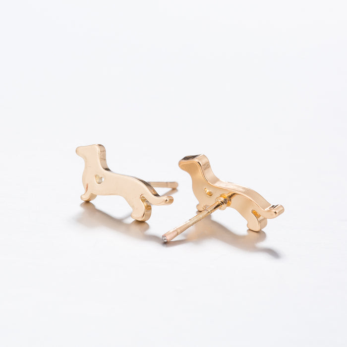 Dachshund Dog Stainless Steel Heart Stud Earrings - Adorable Animal Jewelry