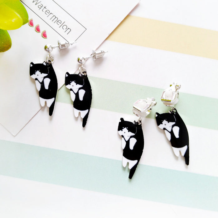 Japanese and Korean cartoon cat earrings student fashion earrings without piercings ear clips