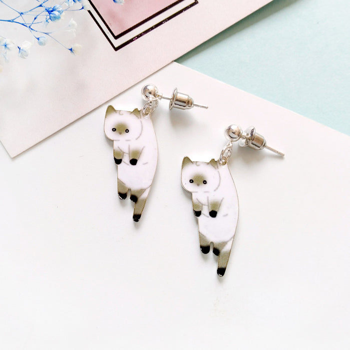 Japanese and Korean cartoon cat earrings student fashion earrings without piercings ear clips