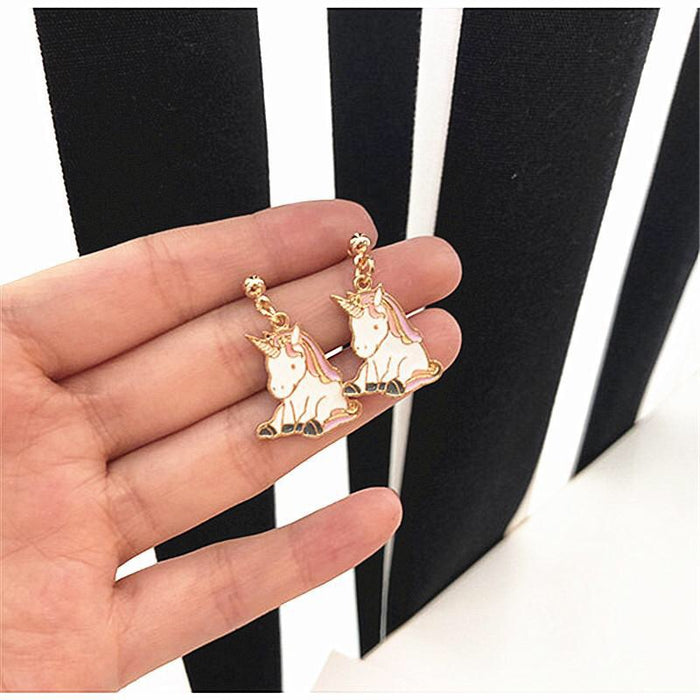 Macaron color unicorn cake earrings girls Japanese earrings two-piece set