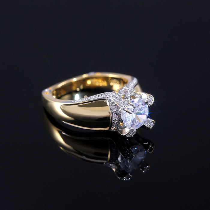 14K gold plated diamond zircon ring