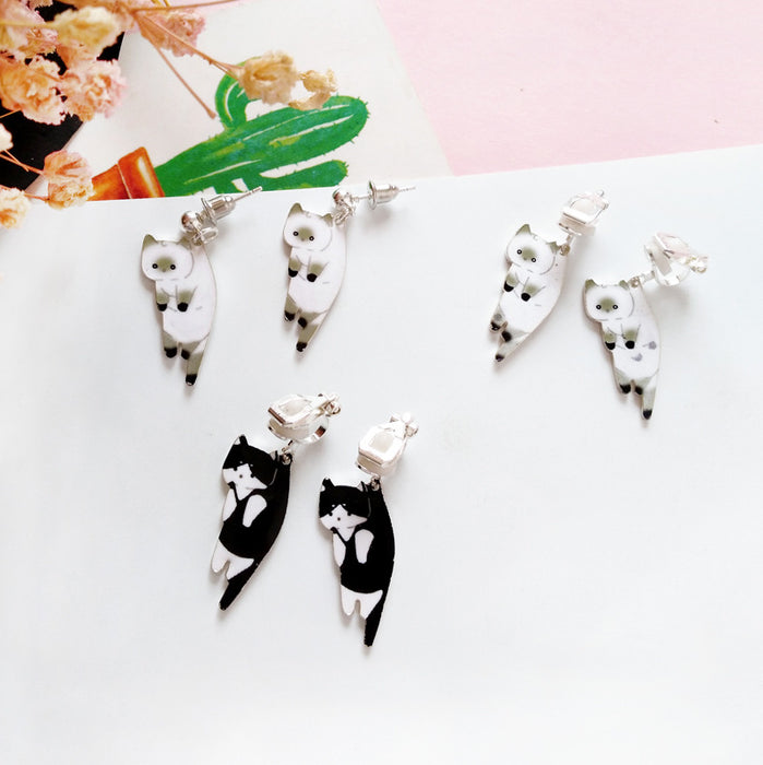 Japanese and Korean cartoon cat earrings student fashion earrings without piercings ear clips