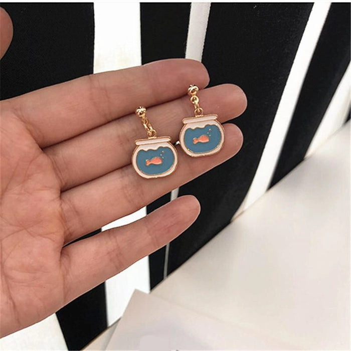 Macaron color unicorn cake earrings girls Japanese earrings two-piece set