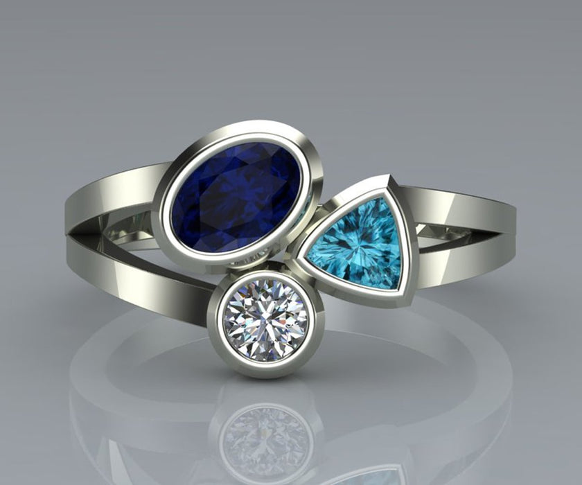 Beautiful three-color stone ring  irregular ring delivery