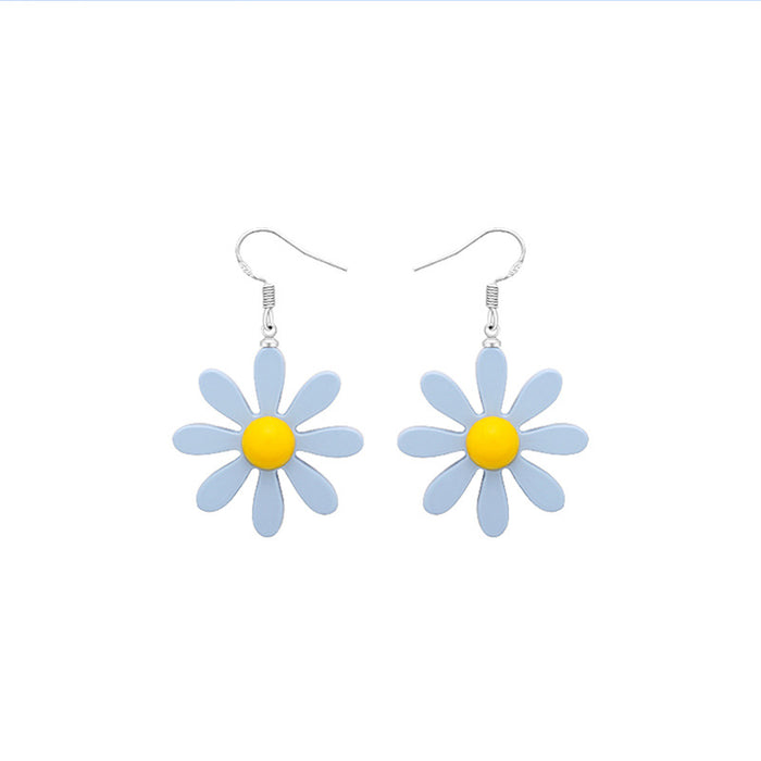 Small daisy contrast earrings S925 silver needle temperament earrings