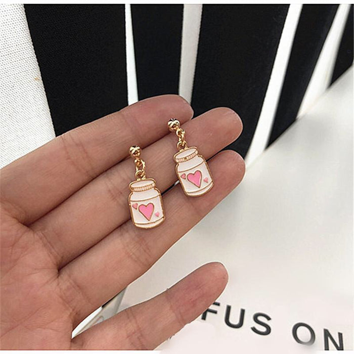 Macaron color unicorn cake earrings girls Japanese earrings two-piece set