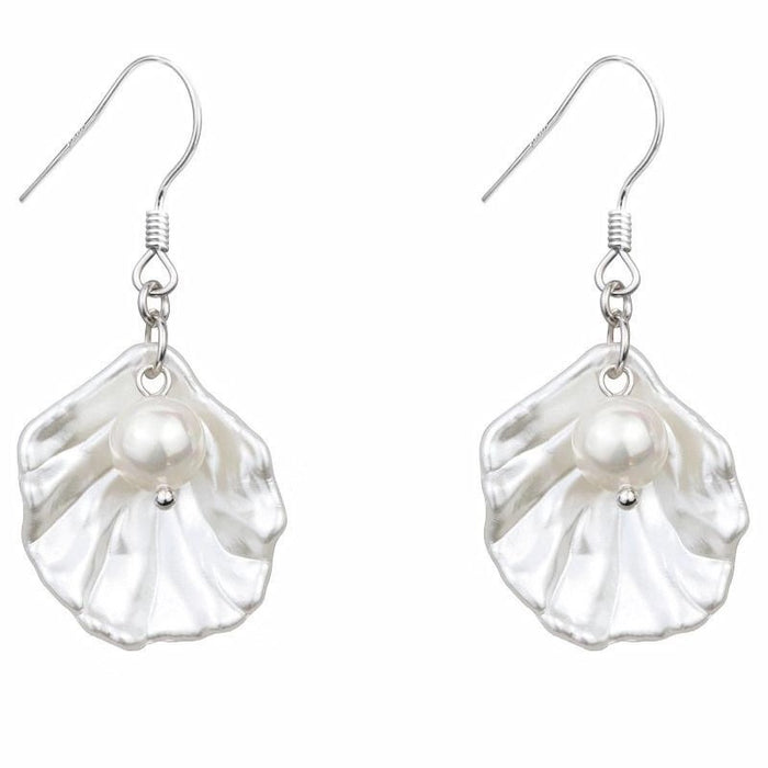 925 silver earrings white shell pearl petals gentle wind earrings