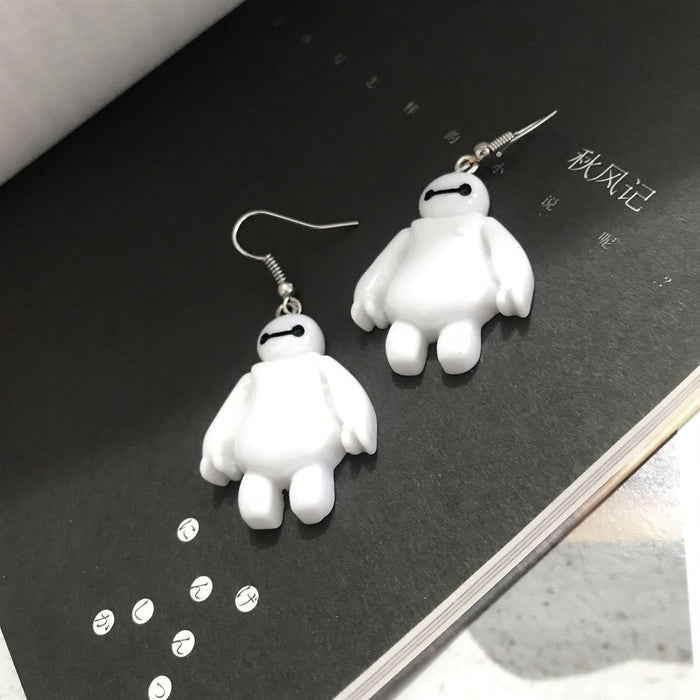 Big white ear hook earrings cute fresh student style girl earrings