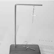 Cross S925 silver earrings simple cool style earrings versatile design - wallojewerly 