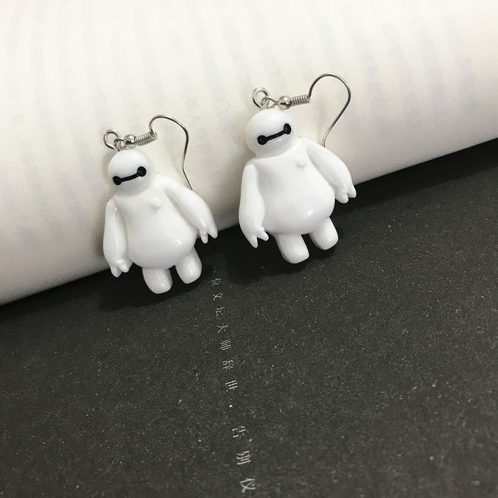 Big white ear hook earrings cute fresh student style girl earrings