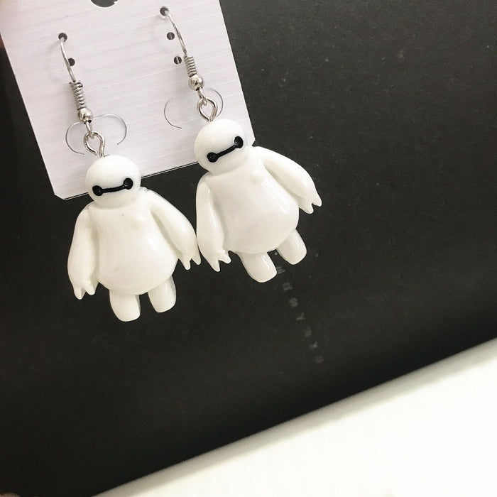 Big white ear hook earrings cute fresh student style girl earrings