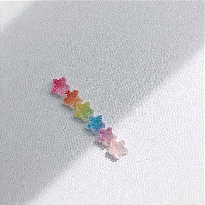 Rainbow five-pointed star soft candy earrings Korean girl sweet earrings