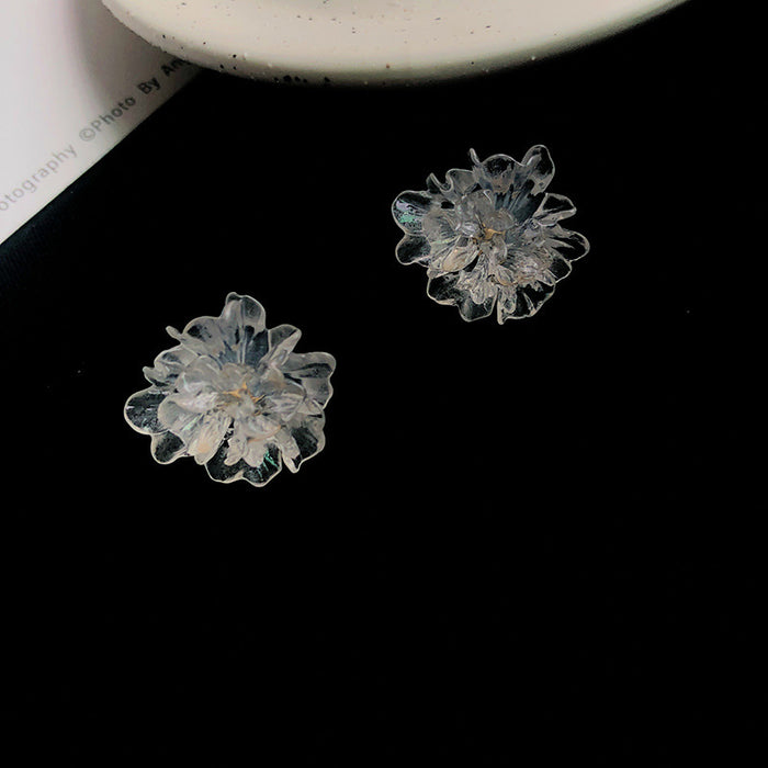 Transparent flower earrings SHIER retro earrings niche earrings