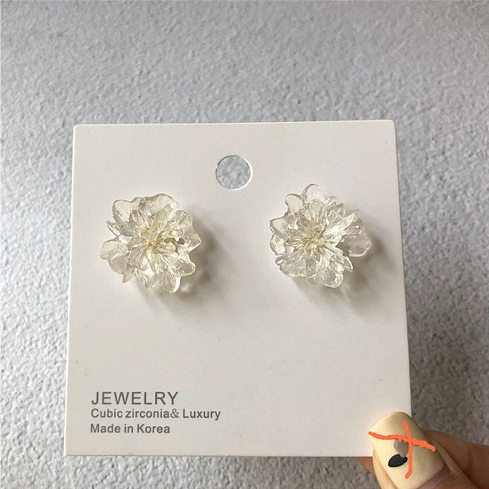 Transparent flower earrings SHIER retro earrings niche earrings