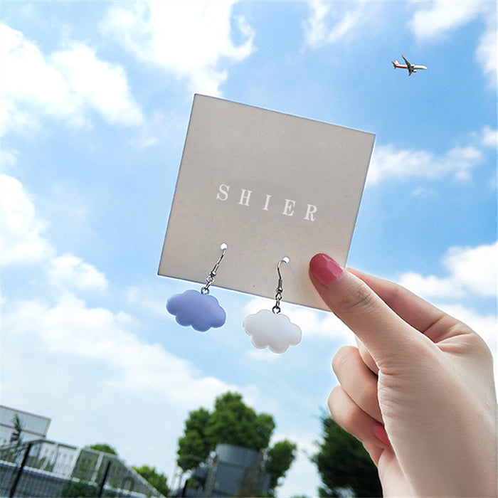 Douyin same style blue sky and white cloud earrings S925 silver needle net celebrity earrings