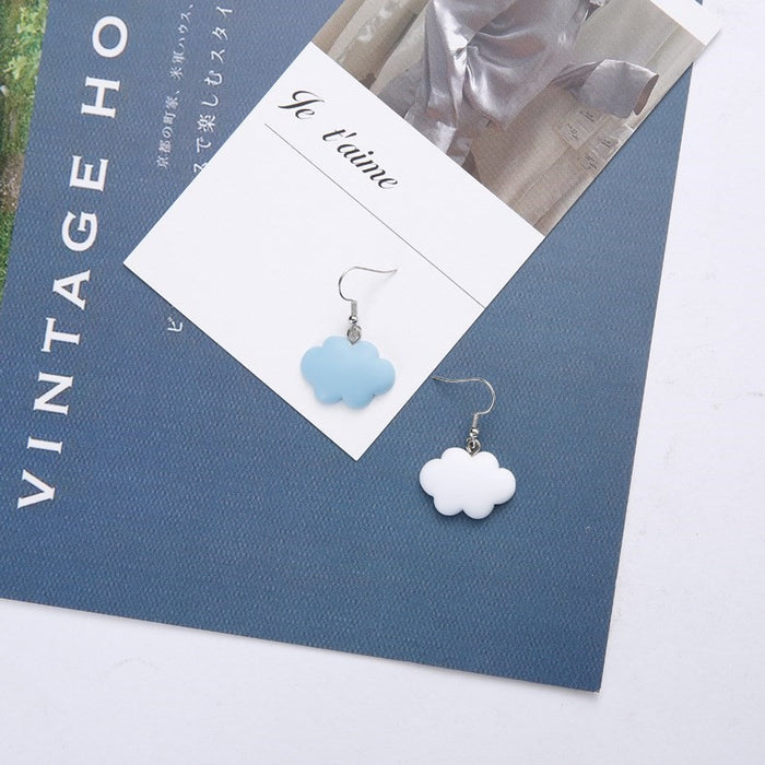 Douyin same style blue sky and white cloud earrings S925 silver needle net celebrity earrings