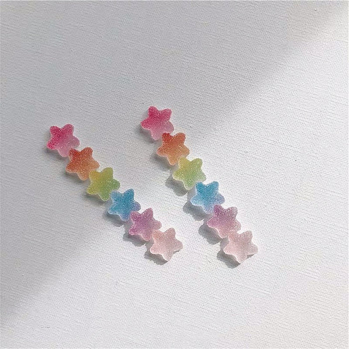 Rainbow five-pointed star soft candy earrings Korean girl sweet earrings