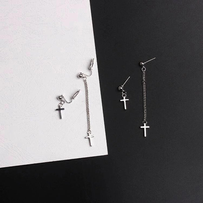 Asymmetrical cross earrings, simple and personalized earrings