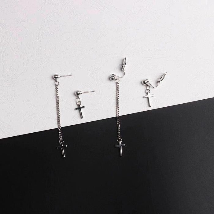 Asymmetrical cross earrings, simple and personalized earrings