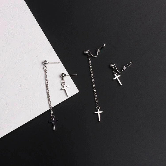 Asymmetrical cross earrings, simple and personalized earrings