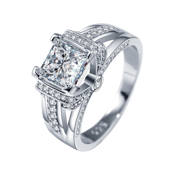 Luxury diamond and zircon women's custom ring