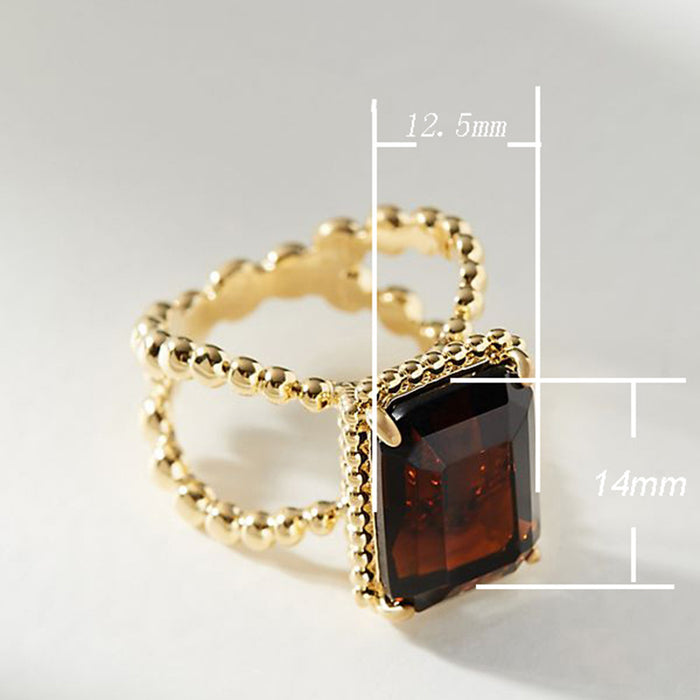 Vintage Red Square Gemstone Zirconia Women's Ring