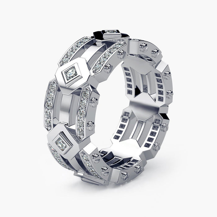 Creative street hip-hop style couple zircon ring