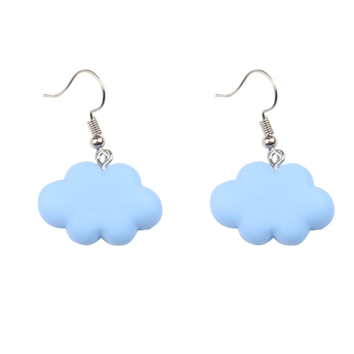 Douyin same style blue sky and white cloud earrings S925 silver needle net celebrity earrings