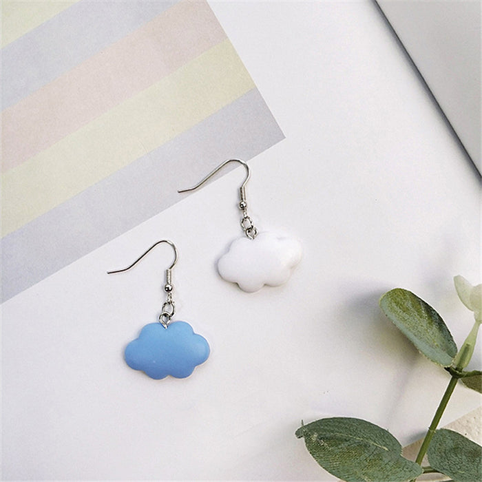 Douyin same style blue sky and white cloud earrings S925 silver needle net celebrity earrings