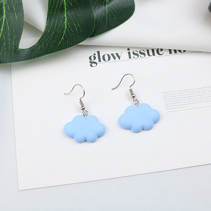 Douyin same style blue sky and white cloud earrings S925 silver needle net celebrity earrings