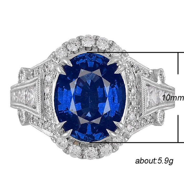 Vintage micro-hollow sapphire ring noble and luxurious hand jewelry