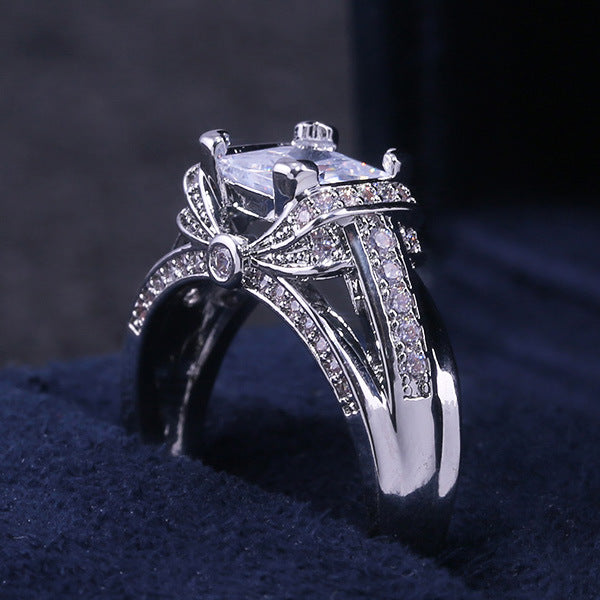 Luxury diamond and zircon women's custom ring