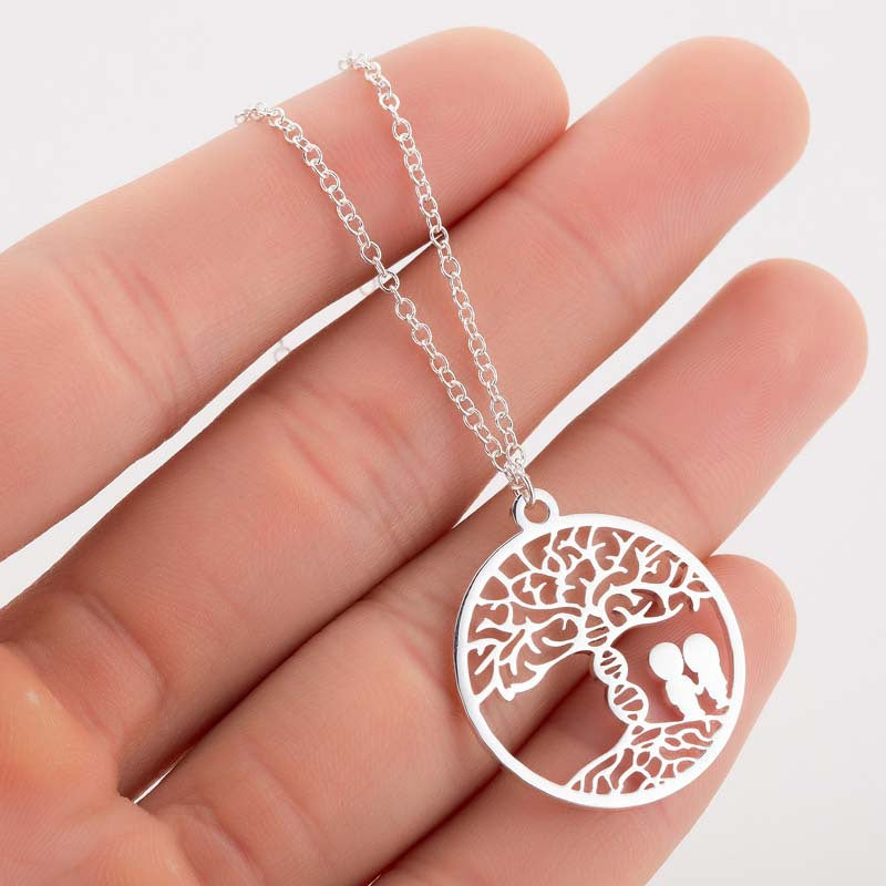 Round pendant necklace, ins women's hollow clavicle chain European and American simple accessories cross-border jewelry - wallojewerly 